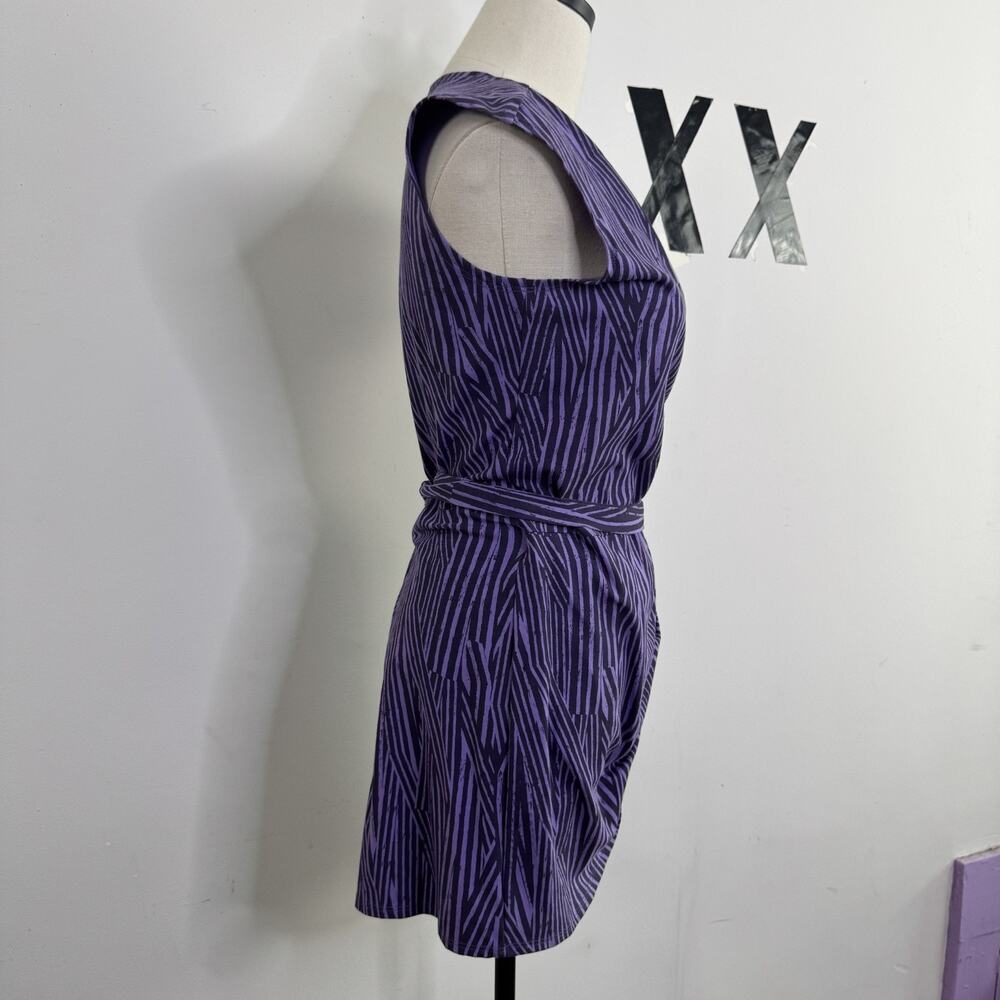 NWT Y2K Purple Zebra Print Romper Wrap Skort Mini Dress One Piece Going Out M - Picture 2 of 6